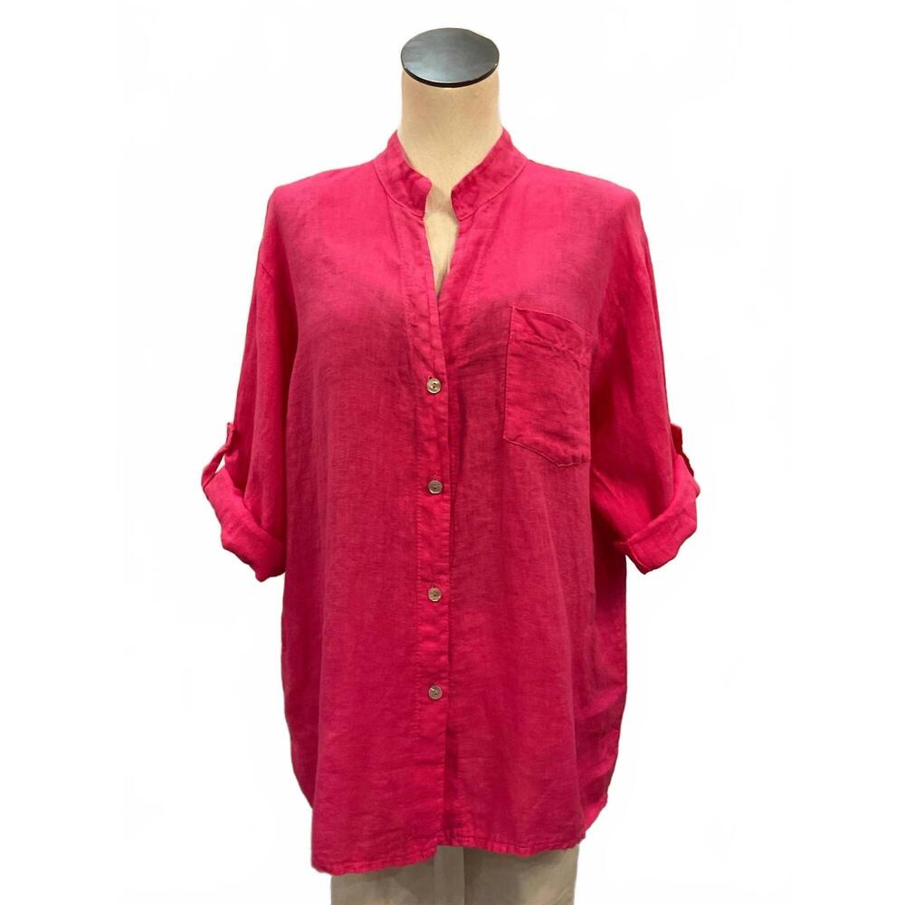 NEW LIABELLA women's linen button down shirt in red